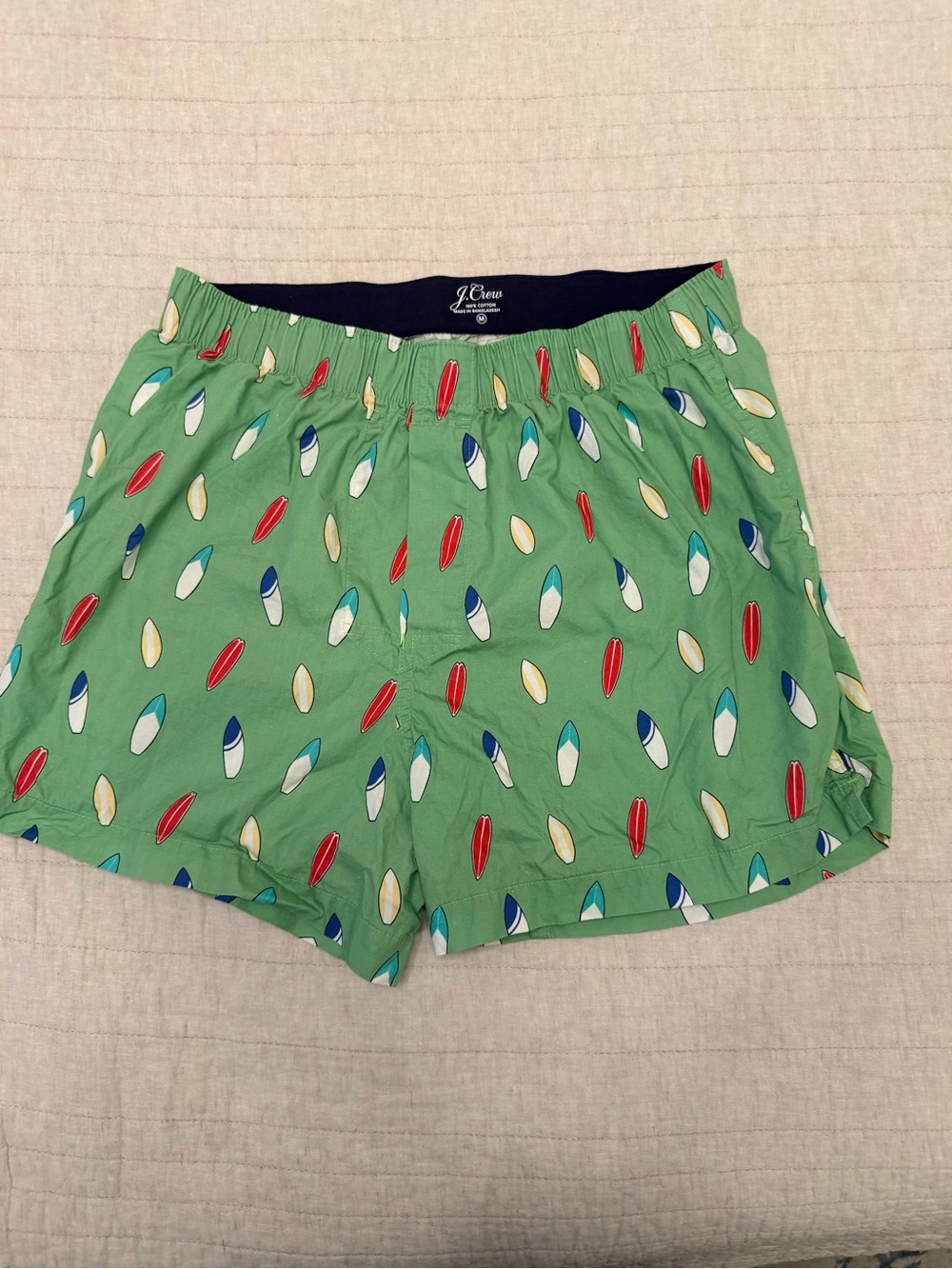J. Crew Green Surfer Print Boxer Briefs with Multicolor Boards